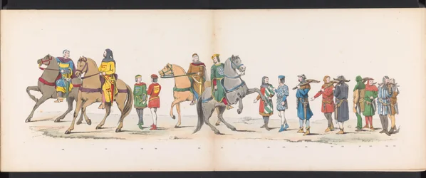 Mascarada de los estudiantes de Leiden, 1865 (lámina 10) Procesión de murgas celebrada por los miembros del cuerpo de estudiantes de Leiden el 6 de junio de 1865, en celebración del 290 aniversario de la Leidsche Hoogeschool, que representa: la entrada de 