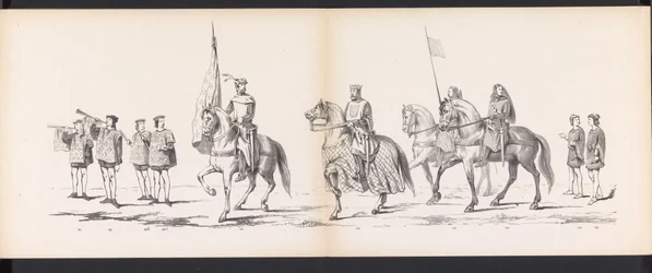 Mascarada de los estudiantes de Leiden, 1865 (lámina 11) Procesión de murgas celebrada por los miembros del cuerpo de estudiantes de Leiden el 6 de junio de 1865, en celebración del 290 aniversario de la Leidsche Hoogeschool, que representa: la entrada de 
