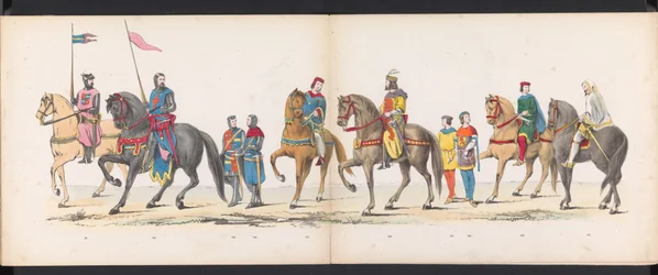 Mascarada de los estudiantes de Leiden, 1865 (lámina 12) Procesión de murgas celebrada por los miembros del cuerpo de estudiantes de Leiden el 6 de junio de 1865, en celebración del 290 aniversario de la Leidsche Hoogeschool, que representa: la entrada de 