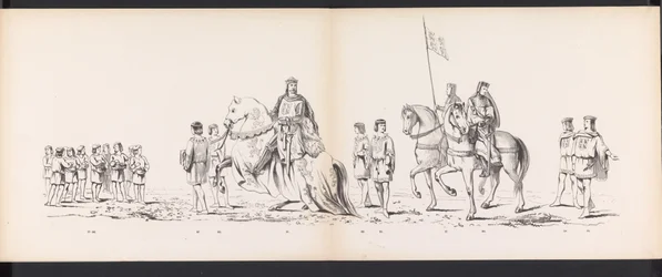 Mascarada de los estudiantes de Leiden, 1865 (lámina 7) Las murgas procesión celebrada por los miembros del cuerpo de estudiantes de Leiden el 6 de junio de 1865, en celebración del 290º aniversario de la Leidsche Hoogeschool, representando: la entrada de 