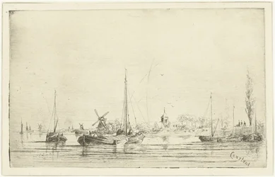 Vista al río con la torre de la iglesia
