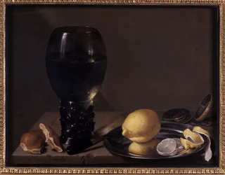Bodegón con copa de vino