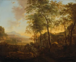 Ladera boscosa con una vista, c.1645
