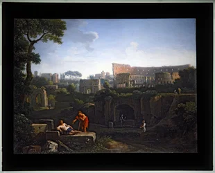 Conjunto de cuatro Cappricio; (2) Coliseo y Arco de Constantino (lienzo)