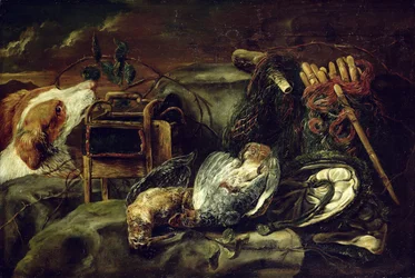 Naturaleza muerta de caza con aves muertas