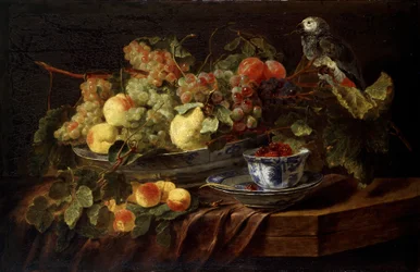 Naturaleza muerta con frutas y loro, 1645
