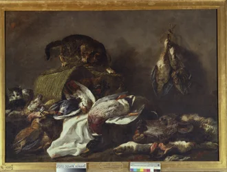 Naturaleza muerta con un gato