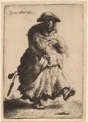 Mujer mendiga tocando el violín, 1632