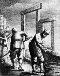 Albañiles, de una serie que representa oficios y profesiones, c. 1635