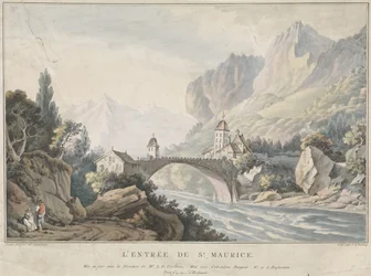 Vista del puente de Saint Maurice en Suiza L
