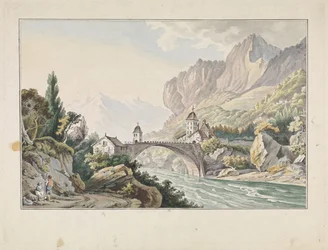 Vista del puente de Saint Maurice en Suiza