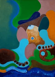 Tras una fuerte paliza, el Gigante se lava las heridas en el Pozo, 2009 (óleo sobre lienzo)