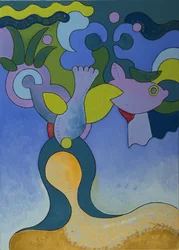 La sirenita en aguas contaminadas, 2007 (óleo sobre lienzo)