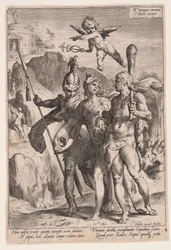 Minerva y Cupido guían a Hércules y Escipión por el camino de la virtud