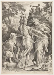 Minerva y Mercurio armando a Perseo para su encuentro con Medusa