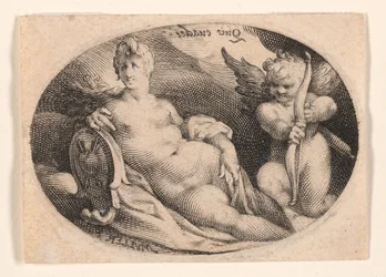 Venus y Cupido en las nubes