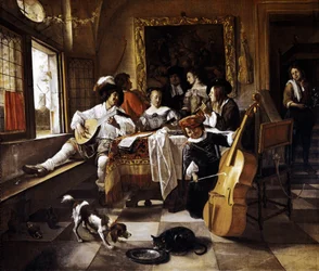 Concierto familiar. Escena en un interior holandés. Pintura de Jan Steen (1626-1679) 1666 Chicago, Instituto de Arte de Chicago