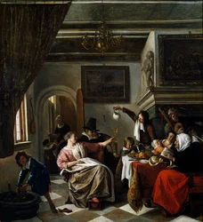 Celebración familiar, por Jan Steen