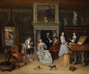 Interior Fantasía con Jan Steen y la Familia de Gerrit Schouten