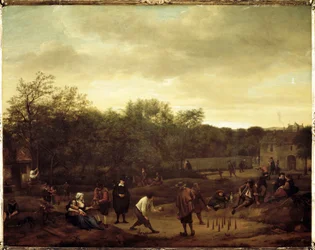 Campesinos jugando a las bolas en Holanda