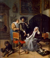 La visita del médico (óleo sobre tabla de roble)