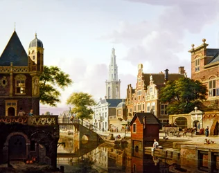 Una ciudad holandesa a lo largo de un canal