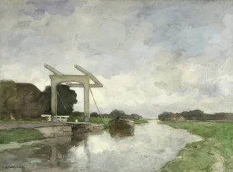 Puente levadizo en Noorden. Alrededor de 1890