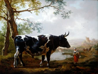 Un toro de premio en un paisaje verde