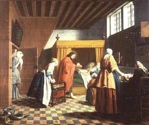 Las Visitas del Doctor - Un Proverbio Holandés: El Doctor es Representado como Cristo (uno de un conjunto de cuatro)