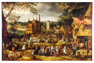 Feria de pueblo (óleo sobre tabla)