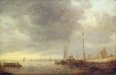 Paisaje con río y ferry