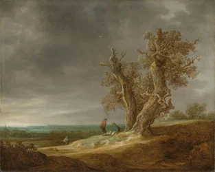 Paisaje con dos robles