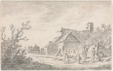 Paisaje con una Cabaña y Figuras, 1653