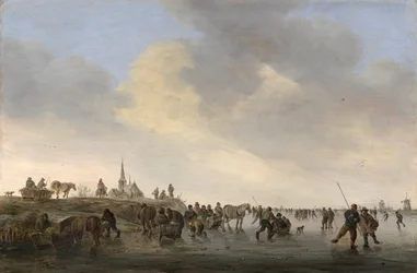 Patinaje en el río Merwede cerca de Dordrecht