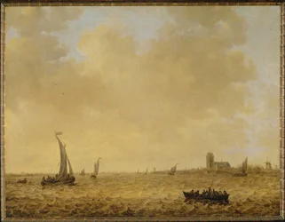 Paisaje marino. Vista de Dordrechtin el fondo (óleo sobre lienzo)