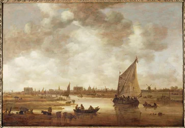 Vista de Leiden, Países Bajos, desde el noreste (óleo sobre madera)