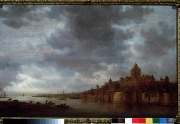 ""Vista del río Waal en Nijmegen en los Países Bajos"" (El Valkhof en Nijmegen) Pintura de Jan Josephsz van Goyen (1596-1656) 1649 Museo Pushkin de Moscú