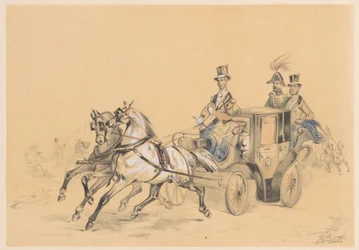 Vigilante con dos caballos enjaezados