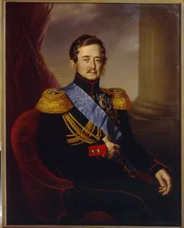 Retrato de Ivan Fyodorovich Paskevich, Conde de Erivan, Virrey del Reino de Polonia. Pintura de Jan Ksawery Kaniewski (1805-1867), óleo sobre lienzo