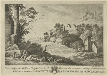 Vista de un paisaje con pastores