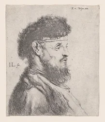 Busto de un hombre con gorro de piel, siglo XVII