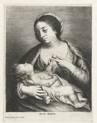 María con el Niño y una pera Iesvs Maria (título sobre objeto)