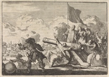 Asedio de Groningen en el que seis monjes bendicen un cañón, 1672