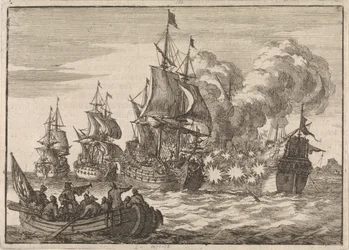 En Valencia, el almirante español Papachino es atacado por tres barcos franceses al mando del almirante Tourville por no saludar lo suficientemente rápido, 1688