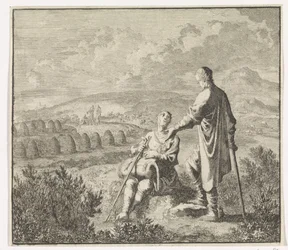 Emblema: campo paisaje con colmenas