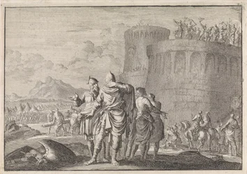 Hyrkanus, el hijo de Simon, se aleja durante el asedio del castillo de Dagon.
