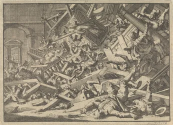 Galería derrumbada durante un servicio de culto católico en la casa del enviado español en Londres, 1623