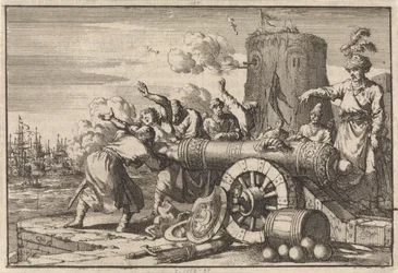 Durante el bombardeo francés de Argel, los argelinos cargan al cónsul francés en un cañón y lo matan, 1683