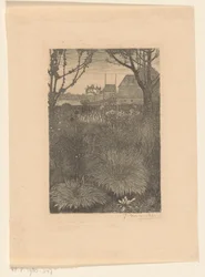 Vista del jardín con arbustos y girasoles
Jardín de otoño (título original)