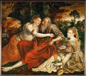 Lot y sus hijas (pintura sobre madera de roble)